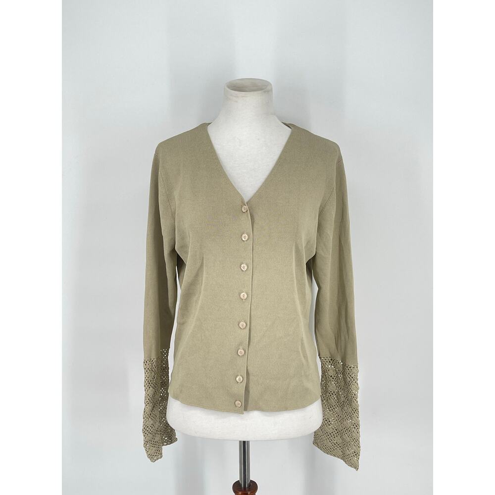 Bianca Nyguard Beige Crochet Cardigan Petite Size S Crochet Coastal Grandma Boho